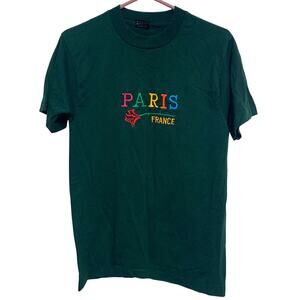 Best Fruit of the Loom Unisex Embroidered Paris France Cotton Blend Shirt Size M